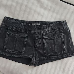 Free People Acid Washed Black Denim Shorts